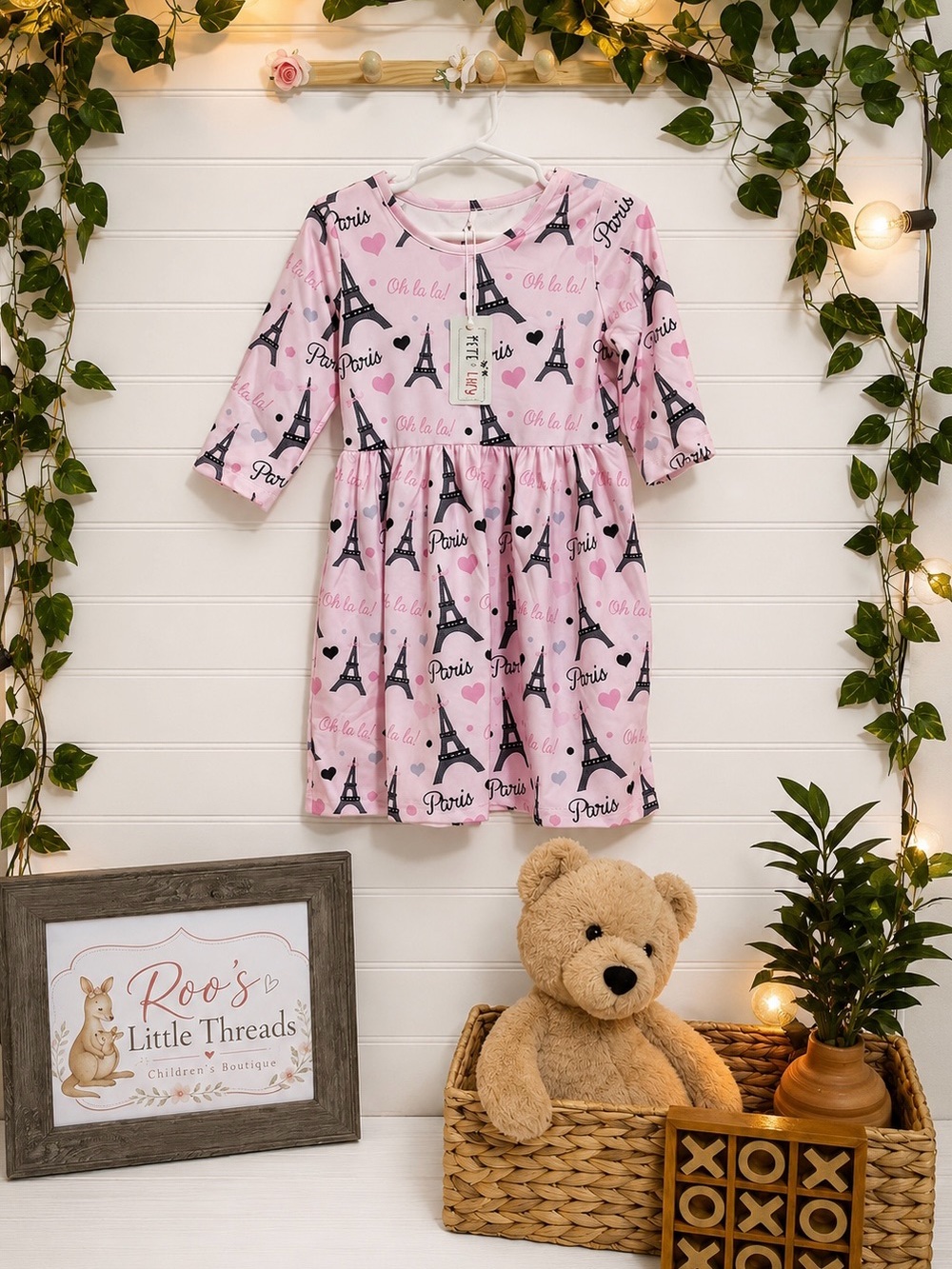 Pete + Lucy Pink Eiffel Tower Print Kids Dress - Size: 4T